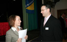 Camilla Brunsberg, kandidat till EU-Parlamentet, med Darko Zelenika, Bosnien-Hercegovinas ambassadör, mingel, Paneldebatten ”Bosnien i EU” [Foto: Haris T.]